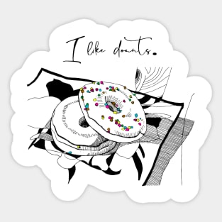 I love donuts. Contrast still life. Sticker